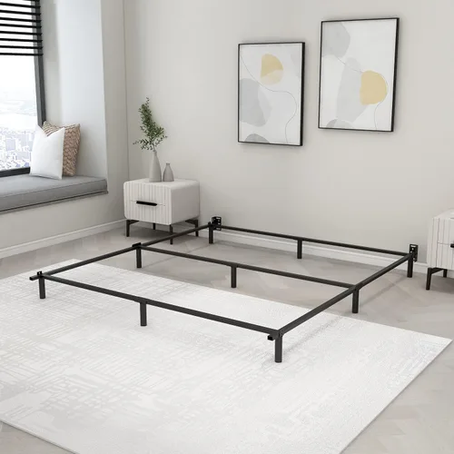 Vista 3 de Base de cama California King con plataforma de metal de 7 pulgadas, base de cama para somier, antideslizante, fácil montaje, resistente marco