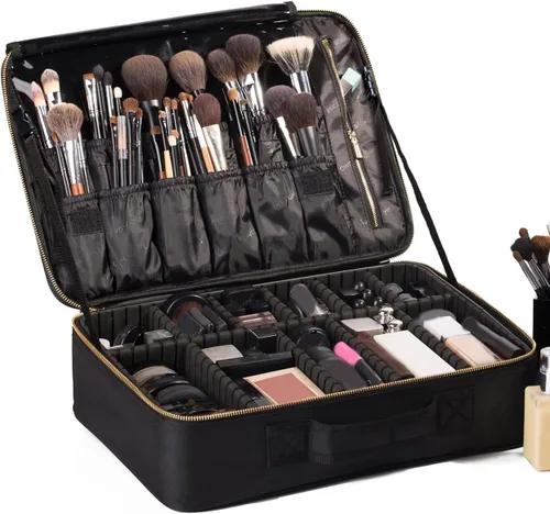 Vista 2 de Estuche portátil profesional para organizar maquillaje, de goma EVA, de ROWNYEON, L, Negro