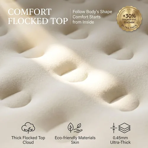 Vista 8 de Colchón de aire individual con bomba incorporada, colchón inflable rápido de 13 pulgadas elevado de 2 minutos, cama de aire plegable con bolsa