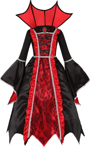 Vista 2 de Soyoekbt Disfraz de vampiro para niñas, disfraz de fiesta de Halloween