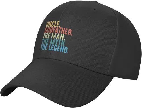 Vista 2 de Godfather The Man The Myth The Legend Dad Hat Outdoor Trucker Hat Unisex Classic Baseball Cap Adjustable Cascade Black
