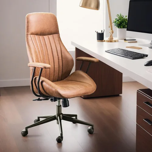 Vista 17 de HOOOWOOO Silla de Oficina Ergonómica, Silla de Escritorio Moderna de Computadora de Media Siglo, Silla Ejecutiva Cómoda con Asiento Extra Ancho
