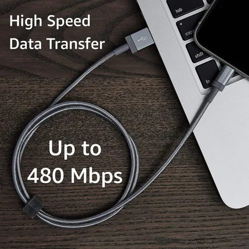 Vista 10 de Amazon Basics - Cable cargador USB trenzado de nailon - Cargador para iPhone con certificación MFi