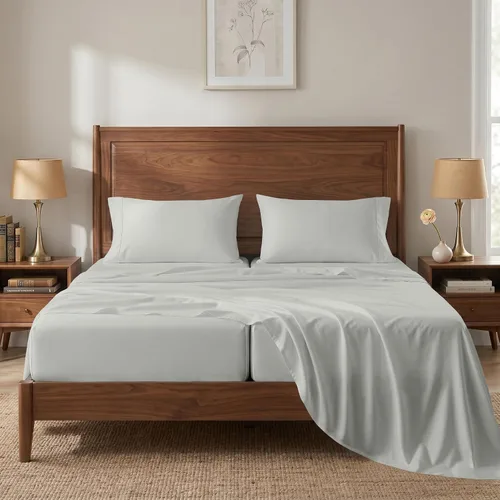 Vista 41 de LANE LINEN Sábanas de cama individual – 450TC algodón peinado de fibra larga de alta calidad, color blanco Soft & Breathable Twin Sheet &