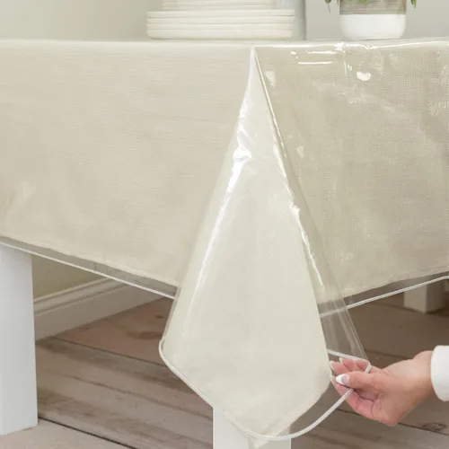 Vista 12 de Benson Mills - Mantel de plástico transparente resistente, 100% impermeable y a prueba de derrames de aceite, de PVC de vinilo, cuadrado, para mesas
