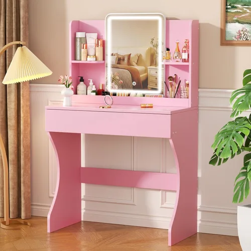 Vista 8 de Escritorio de maquillaje pequeño iluminado negro