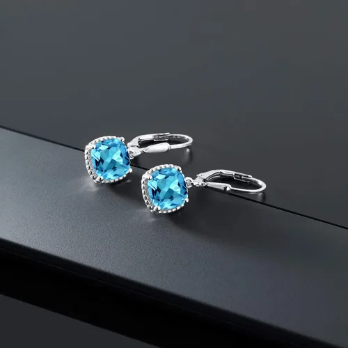 Vista 127 de Gem Stone King Aretes colgantes de plata de ley 925 de 0.315 pulgadas para mujer
