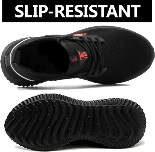 Vista 4 de SUADEX Zapatos de punta de acero para hombres y mujeres, zapatos de trabajo ligeros, indestructibles y transpirables, zapatos de seguridad