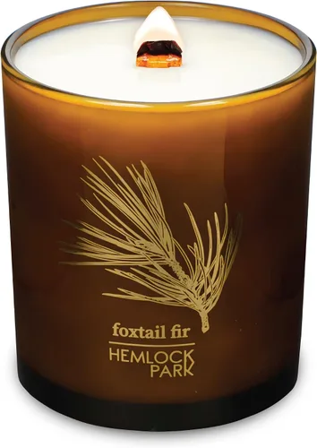 Vista 15 de Hemlock Park Vela de mecha de madera ámbar y dorada hecha a mano con cera de coco natural (estándar de 7.2 onzas, ámbar) Crackling Wood Wick