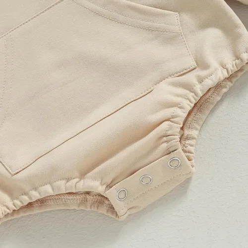 Vista 38 de Mameluco de manga larga con bloques de color para bebé, niño, niña, con bolsillo, cuello redondo, sudadera básica para otoño e invierno