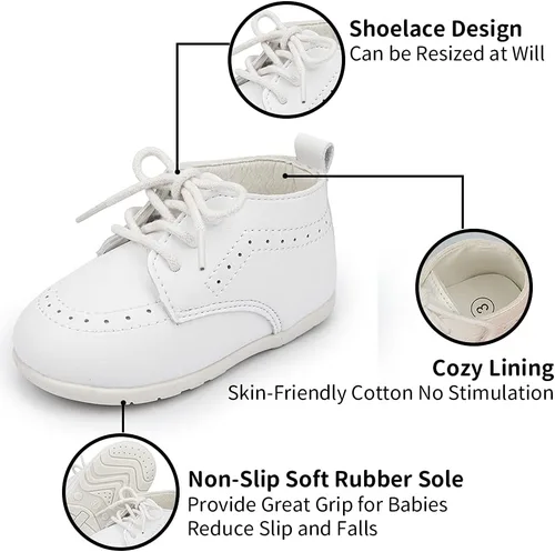 Vista 3 de Casazoe Zapatos Oxford de piel sintética para bebés, niños y niñas, mocasines de boda, zapatos de vestir para bautismo para niños pequeños, zapatos