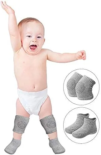 Vista 5 de Juego de 10 pares de rodilleras antideslizantes para bebés y calcetines antideslizantes para bebés, unisex para niños pequeños, calcetines