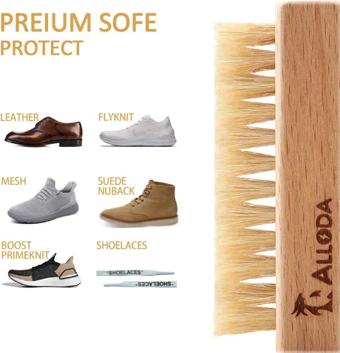 Vista 3 de Cepillo de limpieza de zapatos - Actualización Protege el cepillo limpiador de zapatillas suaves y duras de doble cara por 100% jabalí y cerdas