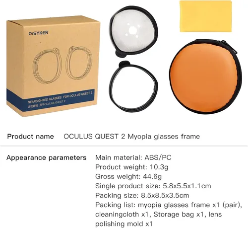 Vista 8 de Oculus Quest 2 Myopia Glass Frame (1 Set), Eyes Protective Glasses Accessories Set for Quest 2,Easy to Install(with Lens Polishing Mold)