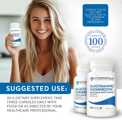 Vista 6 de Vitaminerals® 128 Glucosamina Joint Support Complejo Glucosamina-Condroitina Veggie Caps (90 unidades)