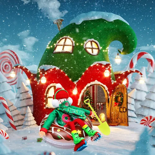 Vista 4 de Jenaai Conjunto de 9 Piezas de Accesorios Navideños Ropa Navideña Incluye Tubo de Nieve Inflable, Orejeras, Bufanda, Suéter, Bota, Máscara