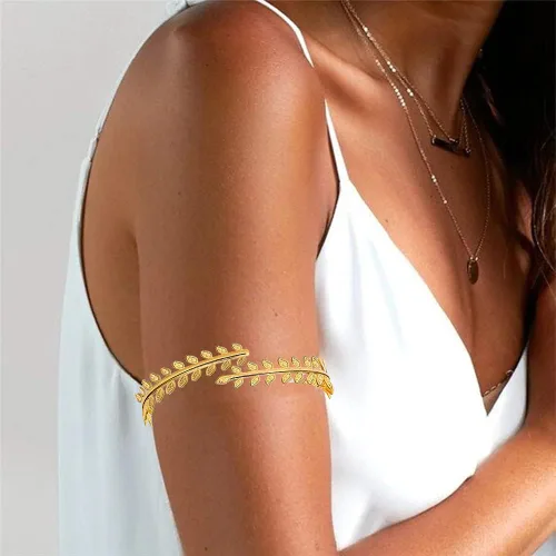 Vista 2 de WAINIS Juego de 9 pulseras ajustables para mujer, color plateado y dorado, Metal, Ónix
