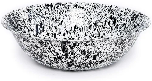 Vista 6 de Enamelware Cuenca pequeña, 4 cuartos de galón, Negro/Blanco Splatter (individual)