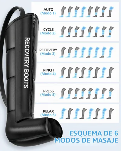 Vista 9 de YINGGG Masajeador de piernas con aire y compresión: Botas profesionales de compresión completa con 9 intensidades ajustables, masajeador de piernas