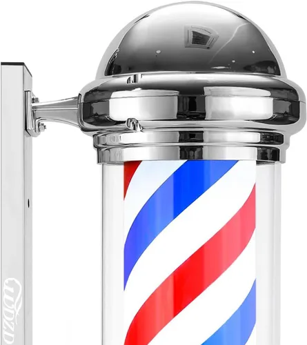 Vista 3 de Luz de poste de barbero de plata de 29 '' Plateado