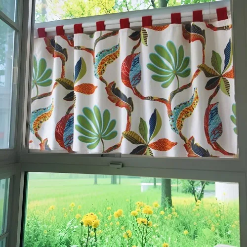 Vista 11 de ABREEZE Cortinas de cocina de lino y algodón retro, cenefas de estilo bohemio para ventanas pequeñas, 55 x 20 pulgadas