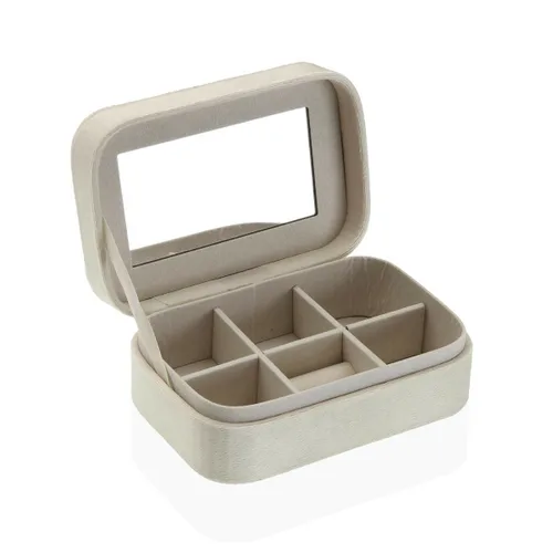 Vista 3 de Caja-Joyero Versa Crema Madera Espejo Madera MDF 10 x 6 x 14,7 cm
