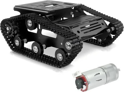 Vista 10 de Kit de chasis de coche robot inteligente, chasis de tanque grande de metal completo con motores de 2WD para Arduino Raspberry Pi Jetson Python DIY