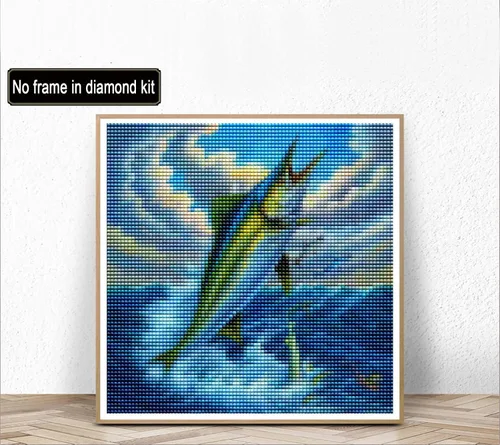 Vista 2 de Kaliosy Kits de arte de diamantes 5D para adultos, peces por números, pintura de diamantes, arte de animales, taladro completo, manualidades, punto
