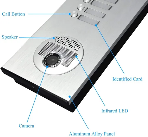 Vista 3 de Cableado 3 Tecla 3 Unidades Cámara de Puerta Apartamento Video Intercomunicador Timbre Puerta Teléfono Soporte IR Visión Nocturna, ID Keyfob
