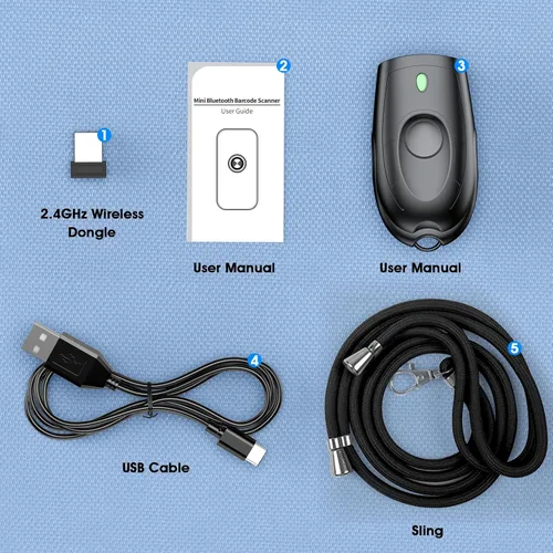 Vista 8 de Symcode Escáner de código de barras Bluetooth Mini 1D pequeño escáner portátil de código de barras 3 en 1 Bluetooth y 2.4G inalámbrico y USB