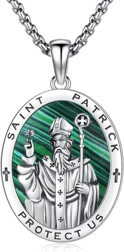 Vista 18 de Collar de amuleto de medalla de San Patrono de plata/oro de 14 39A-St Peregrino-Plata