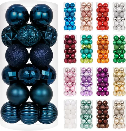 Vista 72 de XmasExp Juego de 24 mini esferas de Navidad inastillables para bolas de árbol de Navidad, 1.18 pulgadas (negro)