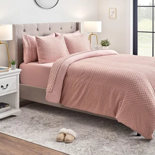 Vista 2 de Chanasya Juego de edredón de alta calidad con recortes, estilo bohemio, doble cepillado, elegante, suave, texturizado, de microfibra sólida, 1 funda