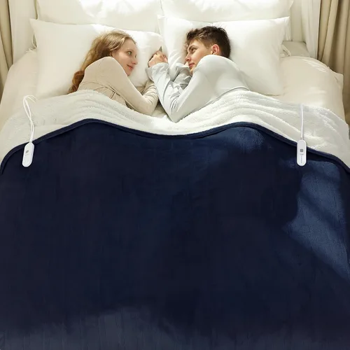 Vista 57 de Manta térmica eléctrica de franela Sherpa de 50 x 60 pulgadas - Manta eléctrica suave con 5 niveles de calefacción y 4 horas de apagado automático
