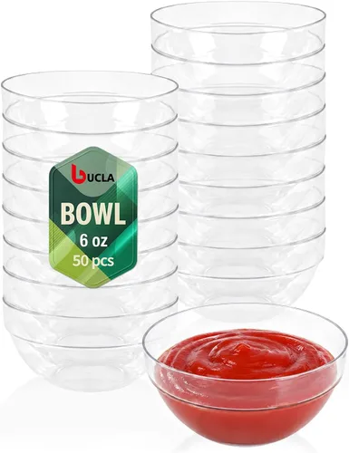 Vista 18 de bUCLA Paquete de 50 Cuencos de Plástico Negro - Cuencos Desechables de Plástico Negro de 10oz para Salsa/Servir - Ideales para Fiestas y Año Nuevo