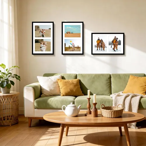 Vista 5 de Golden State Art, marco de collage de madera negra de 12 x 19 con paspartú blanco - Muestra dos fotos de 8 x 10 - Vidrio real, colgador de dientes