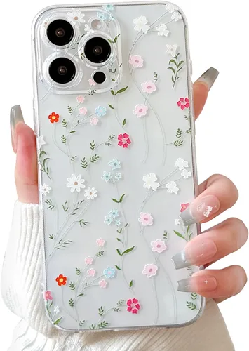 Vista 9 de Lovmooful Funda para iPhone 16 Pro, diseño floral transparente, flor negra