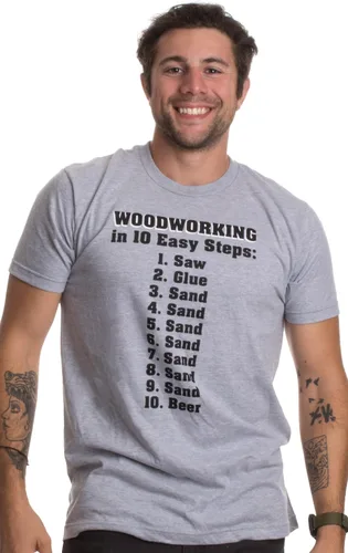 Vista 2 de 10 sencillos pasos de la carpintería Divertida camiseta de humor para trabajar la madera