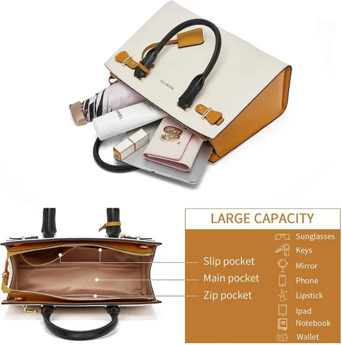 Vista 9 de BOSTANTEN Bolsos de mano para mujer de cuero con bolsa cruzada de hombro albaricoque