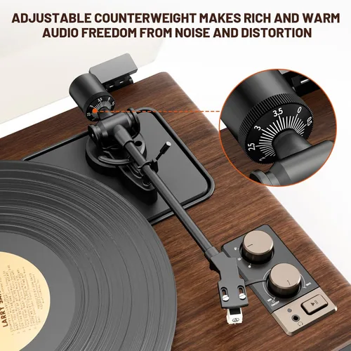 Vista 5 de FEKTIK Vinyl Record Player with Magnetic Cartridge and Built-in Speakers