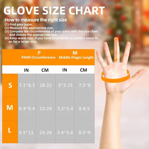 Vista 3 de Guantes de invierno para hombres y mujeres, guantes cálidos con pantalla táctil, adecuados para esquí, conducción, ciclismo, senderismo, clima frío