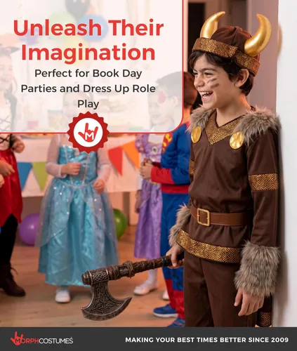 Vista 7 de Fun Shack - Disfraz vikingo para niños, disfraz de Halloween para niños Marrón
