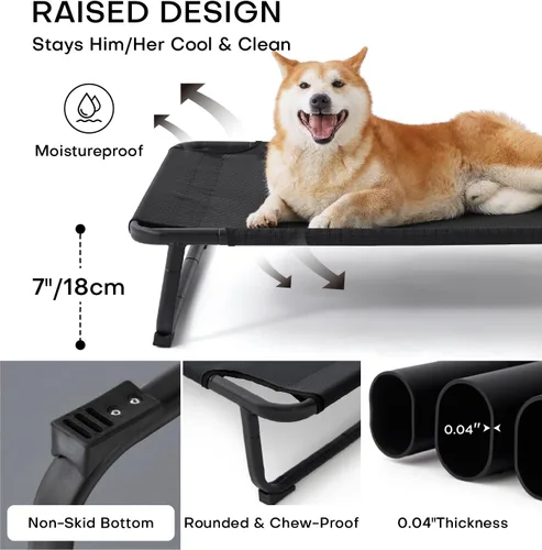 Vista 3 de MADE 4 PETS Cama elevada y refrescante para perros pequeños y medianos: cuna elevada para mascotas con malla transpirable, patas antideslizantes