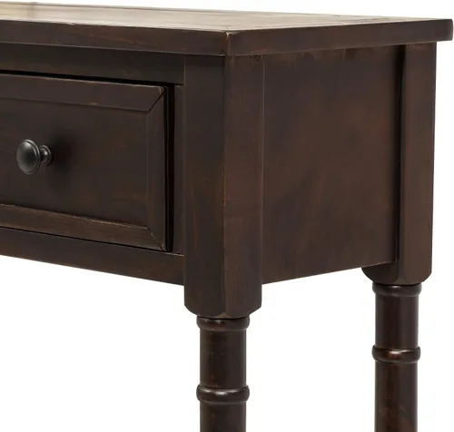 Vista 9 de Mesa consola, mesa de sofá con 2 cajones de almacenamiento y estante inferior para sala de estar, entrada, fácil montaje (expreso)