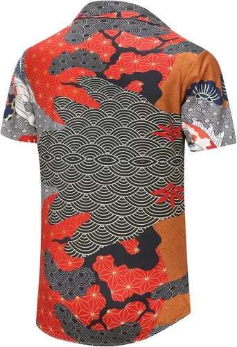 Vista 53 de KYKU - Camisa hawaiana funky para hombre, ropa tropical para vacaciones en Palm Beach