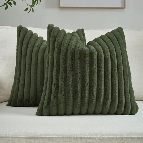 Vista 19 de FUTEI Pack of 2 Faux Fur Throw Pillow Covers 20x20 Inch, Navy Blue Azul marino