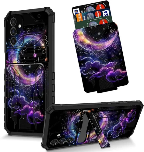 Vista 74 de Funda para Galaxy S21 FE 5G 2022 con soporte, funda de doble capa de policarbonato duro de TPU suave, estampado de vaca, estampado animal