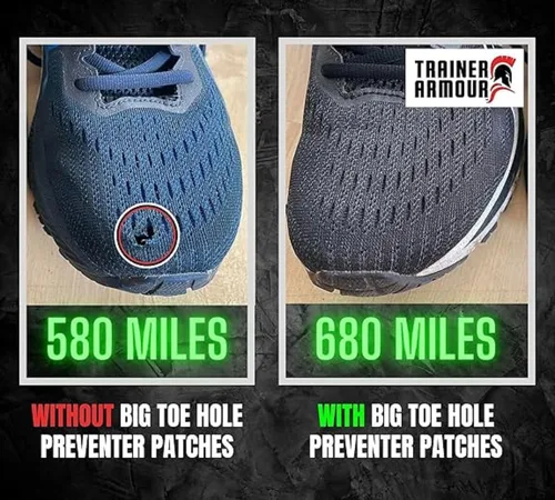 Vista 6 de Big Toe Hole Preventer, self-Adhesive Patches with a Clever applicator - Shoe Toe Hole Area Repair Patch