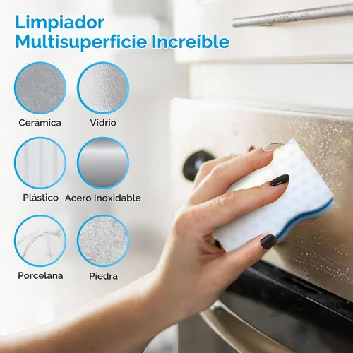 Vista 6 de Borrador de esponja mágica extra duradero (paquete de 100) - Almohadillas Depurador de espuma gruesa de ultra densidad para paredes, ducha, bañera