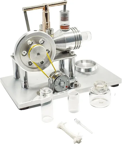 Vista 2 de Aire caliente Stirling Motor Generador de energía Modelo de motor alfa Kit de experimento de física educativa (B)